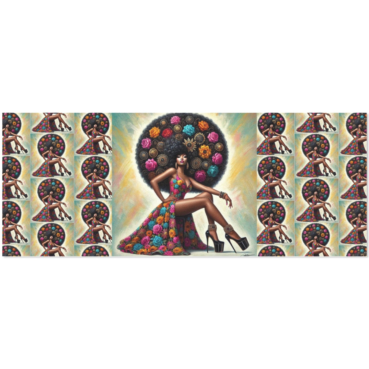 Afro Luxe 6.1 Custom Gift Wrapping Paper 58"x 23" (1 Roll)(Made in Queens)