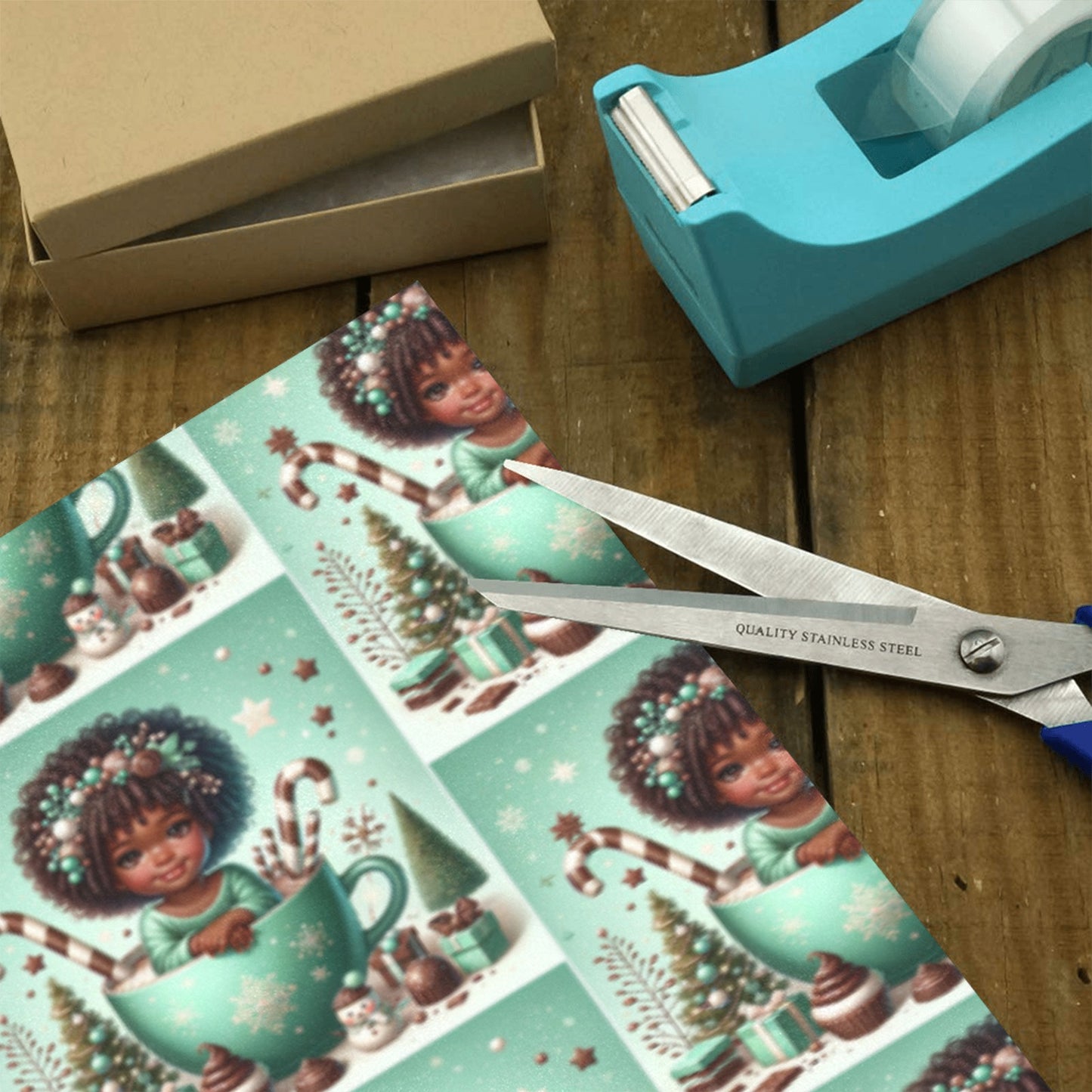 Christmas Cocoa 12.1 Custom Gift Wrapping Paper 58"x 23" (1 Roll)(Made in Queens)