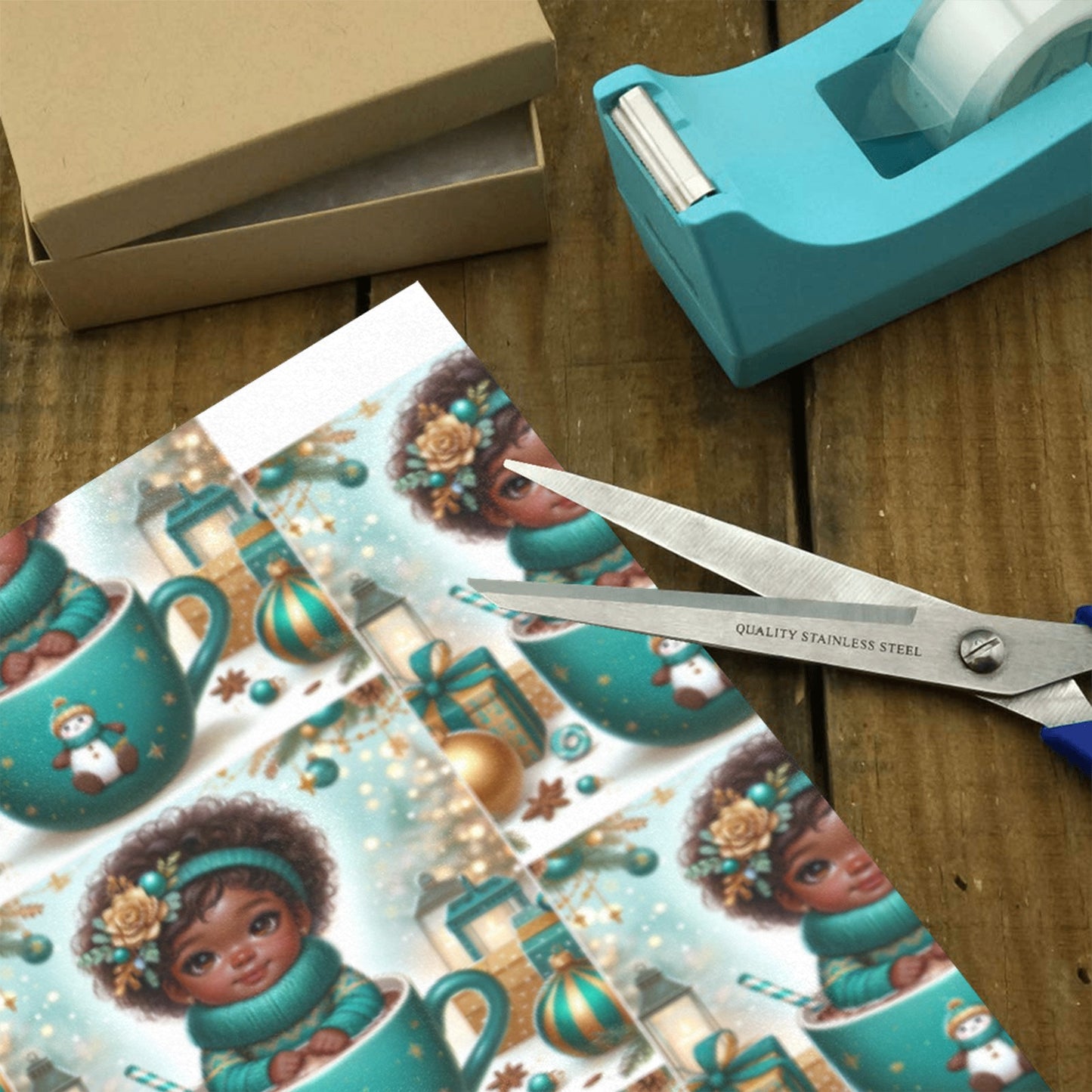 Christmas Cocoa 1 Custom Gift Wrapping Paper 58"x 23" (1 Roll)(Made in Queens)