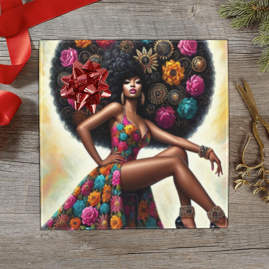 Afro Luxe 6.1 Custom Gift Wrapping Paper 58"x 23" (1 Roll)(Made in Queens)