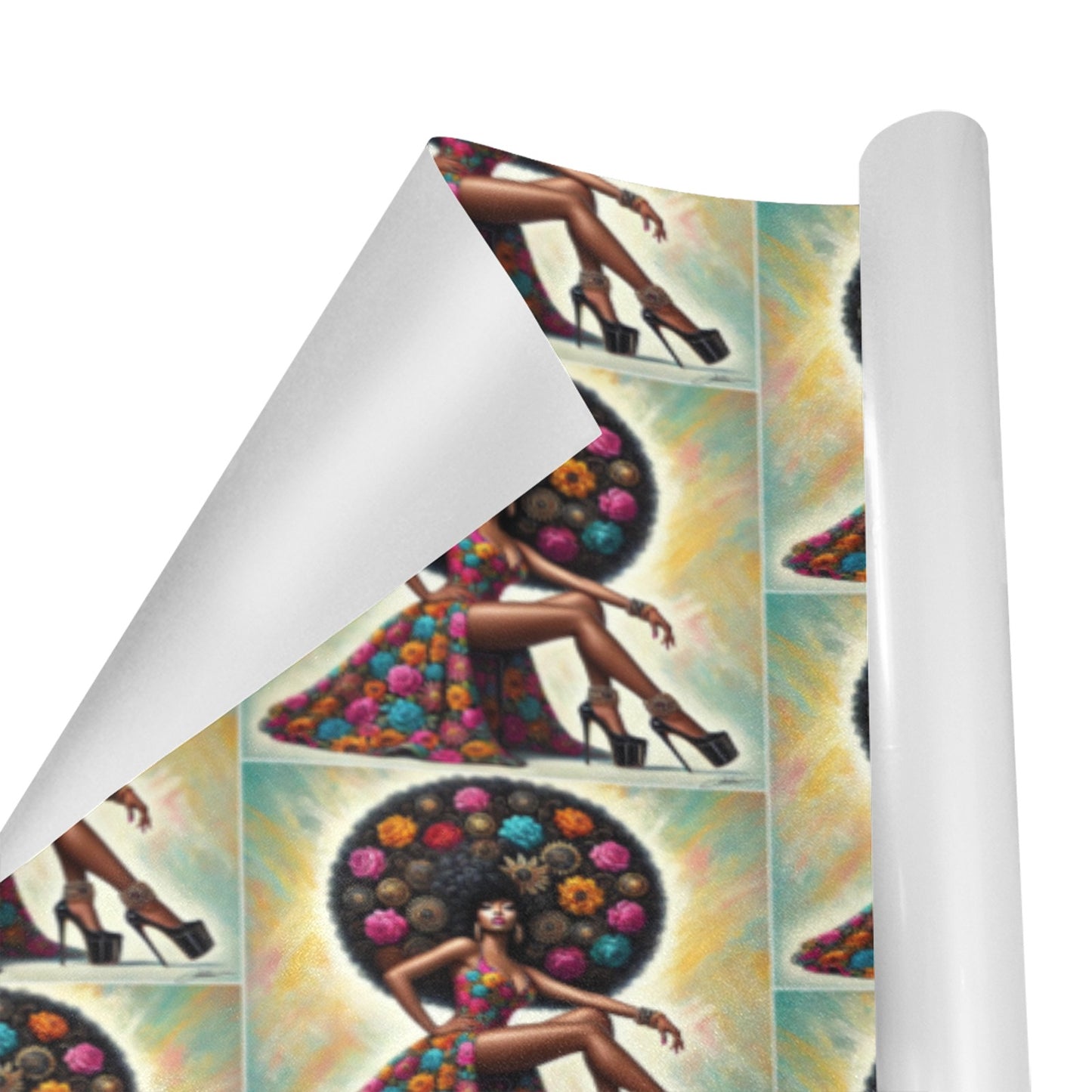 Afro Luxe 6.1 Custom Gift Wrapping Paper 58"x 23" (1 Roll)(Made in Queens)