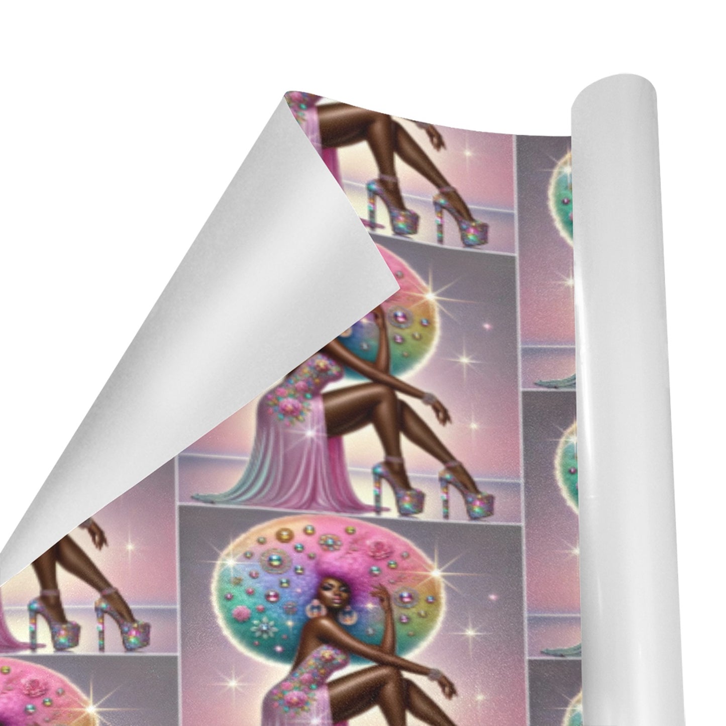 Afro Luxe 7 Custom Gift Wrapping Paper 58"x 23" (1 Roll)(Made in Queens)