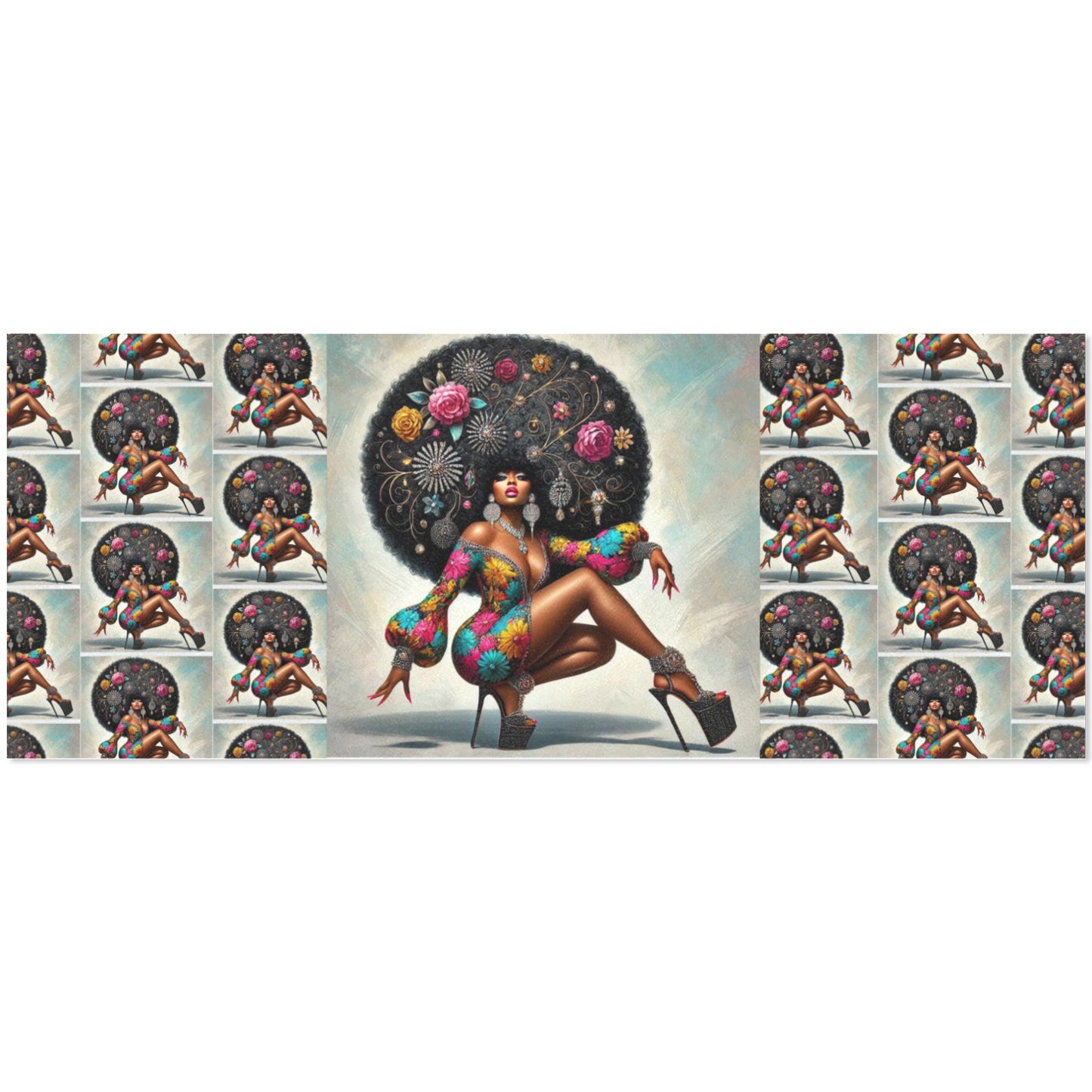 Afro Luxe 3.1 Custom Gift Wrapping Paper 58"x 23" (1 Roll)(Made in Queens)