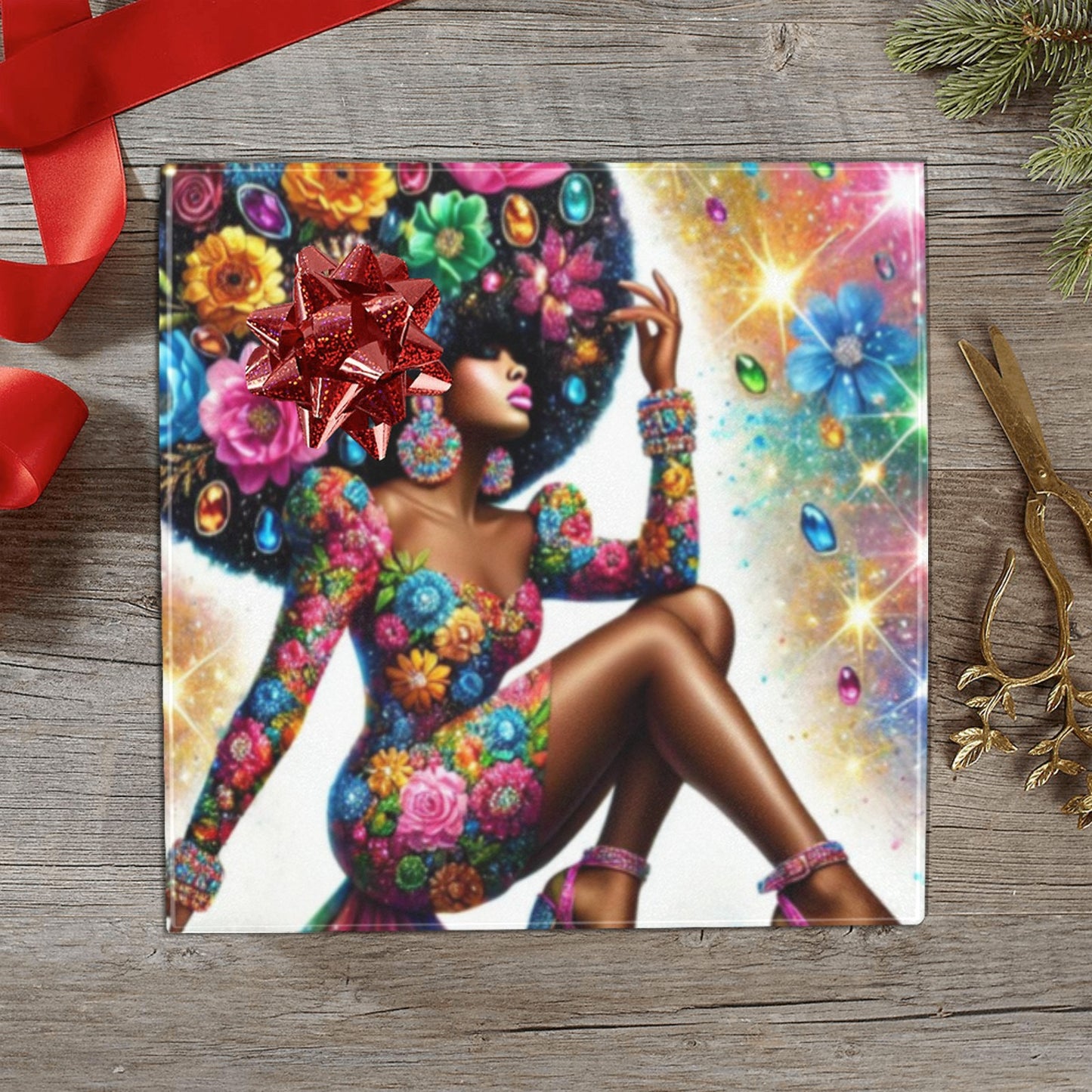 Afro Luxe 1.1 Custom Gift Wrapping Paper 58"x 23" (1 Roll)(Made in Queens)