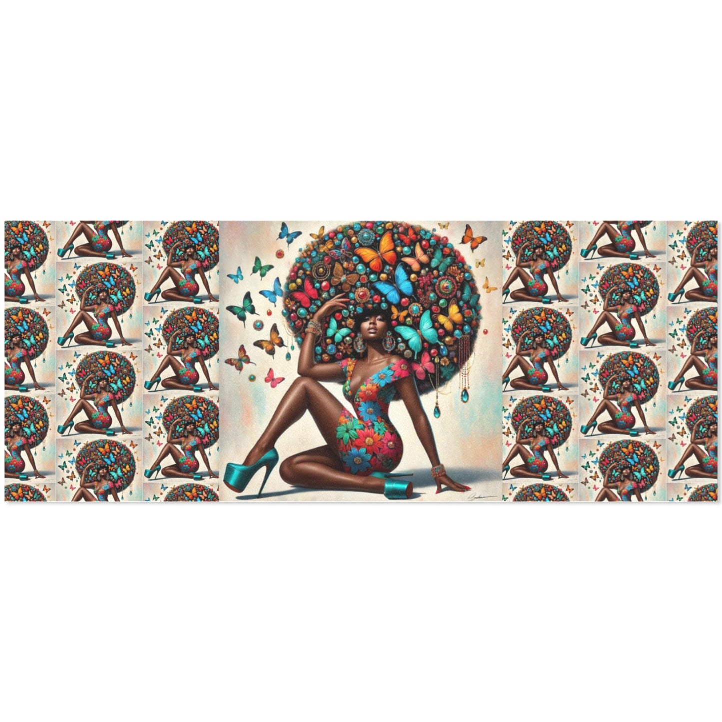 Afro Luxe 5.1 Custom Gift Wrapping Paper 58"x 23" (1 Roll)(Made in Queens)