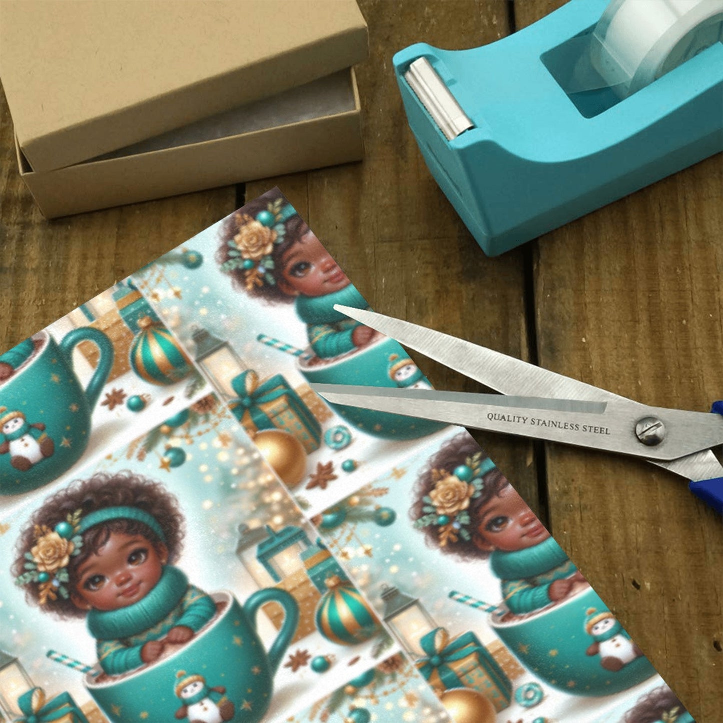 Christmas Cocoa 1.1 Custom Gift Wrapping Paper 58"x 23" (1 Roll)(Made in Queens)